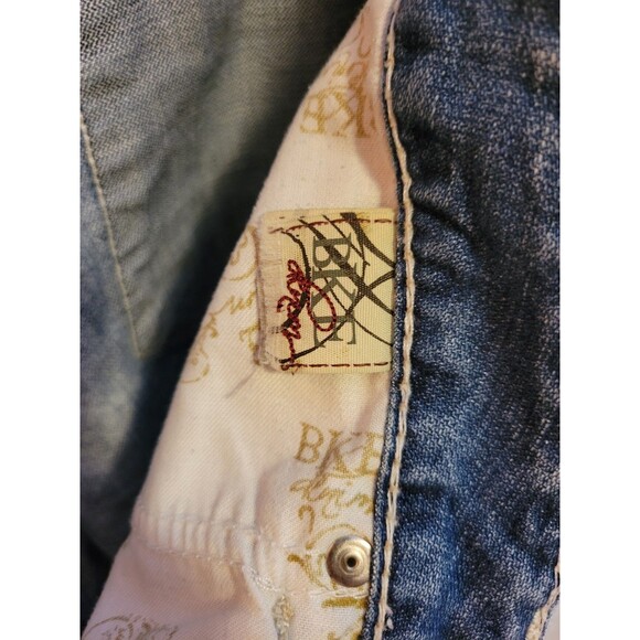 Buckle BKE Capris Jeans Women Sabrina Stretch Blue Distressed Y2K Grunge Biker - Picture 16 of 16